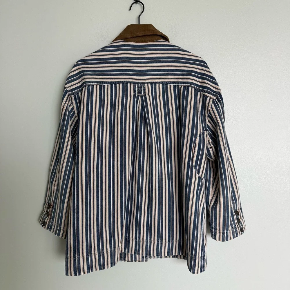 Free People We The Free Striped Denim Barn Coat - Picture 10 of 12